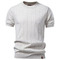 Men's Cotton Stripe T-Shirt - Casual O-Neck Summer Top in Solid Colors
