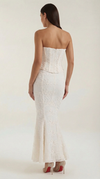 Lace Strapless Mermaid Maxi Dress - Elegant Bridal Gown for Weddings