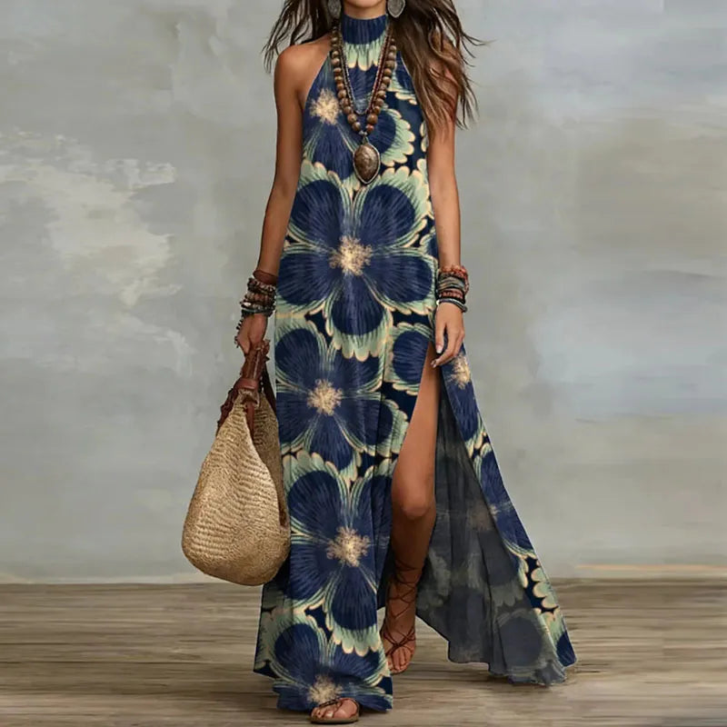 Boho Maxi Sundress with Vintage Patchwork Design for Spring Parties
