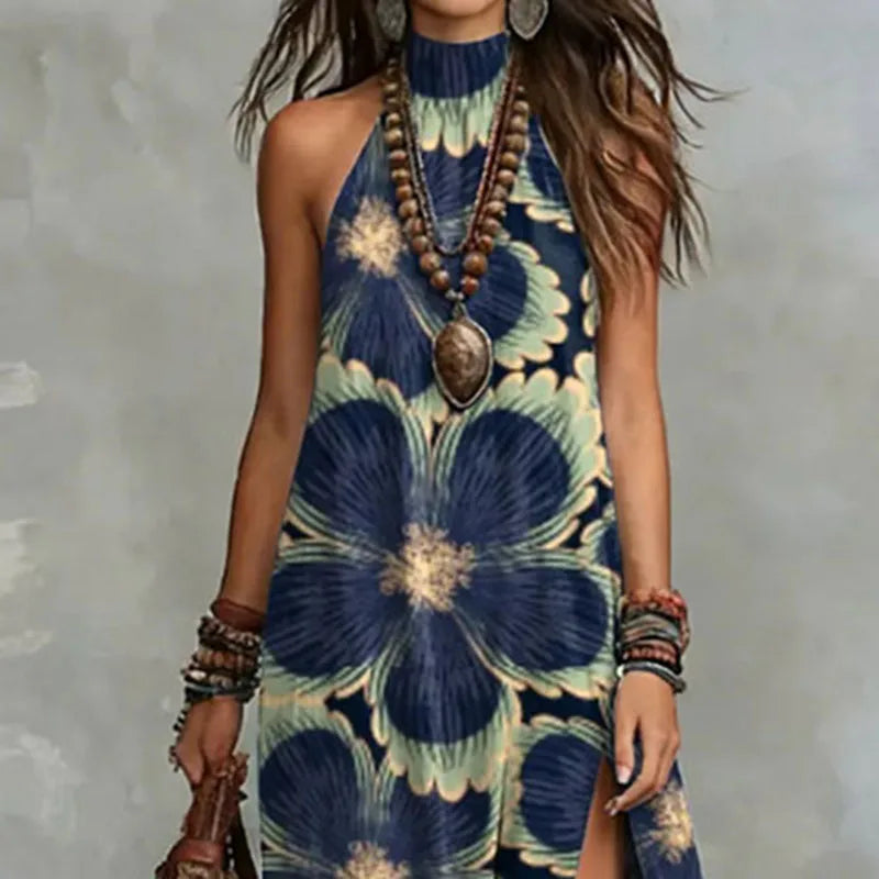 Boho Maxi Sundress with Vintage Patchwork Design for Spring Parties