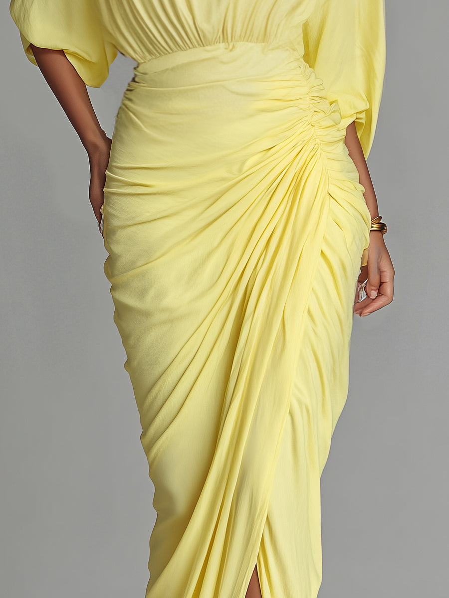 Bright Yellow Maxi Dress for Women | Comfortable Blended Fabric | Casual Wear