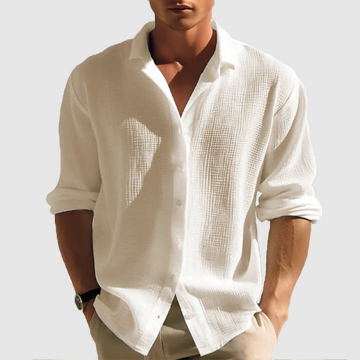 Men's Lightweight Short Sleeve Button Down Shirt - Casual Lapel Collar for Everyday Wear