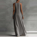 Boho Maxi Dress for Women - Sleeveless A-Line with Pockets - Summer Party Wear