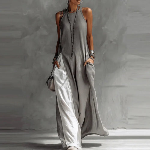 Boho Maxi Dress for Women - Sleeveless A-Line with Pockets - Summer Party Wear