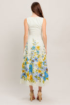 White Midi Dress for Women - Square Neckline, Elegant Casual Wear