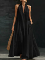 Cotton Linen Maxi Shirt Dress for Women - Pocketed Button-Front Summer Style