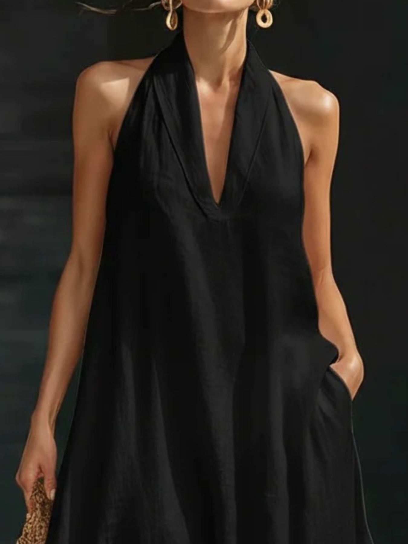 Cotton Linen Maxi Shirt Dress for Women - Pocketed Button-Front Summer Style