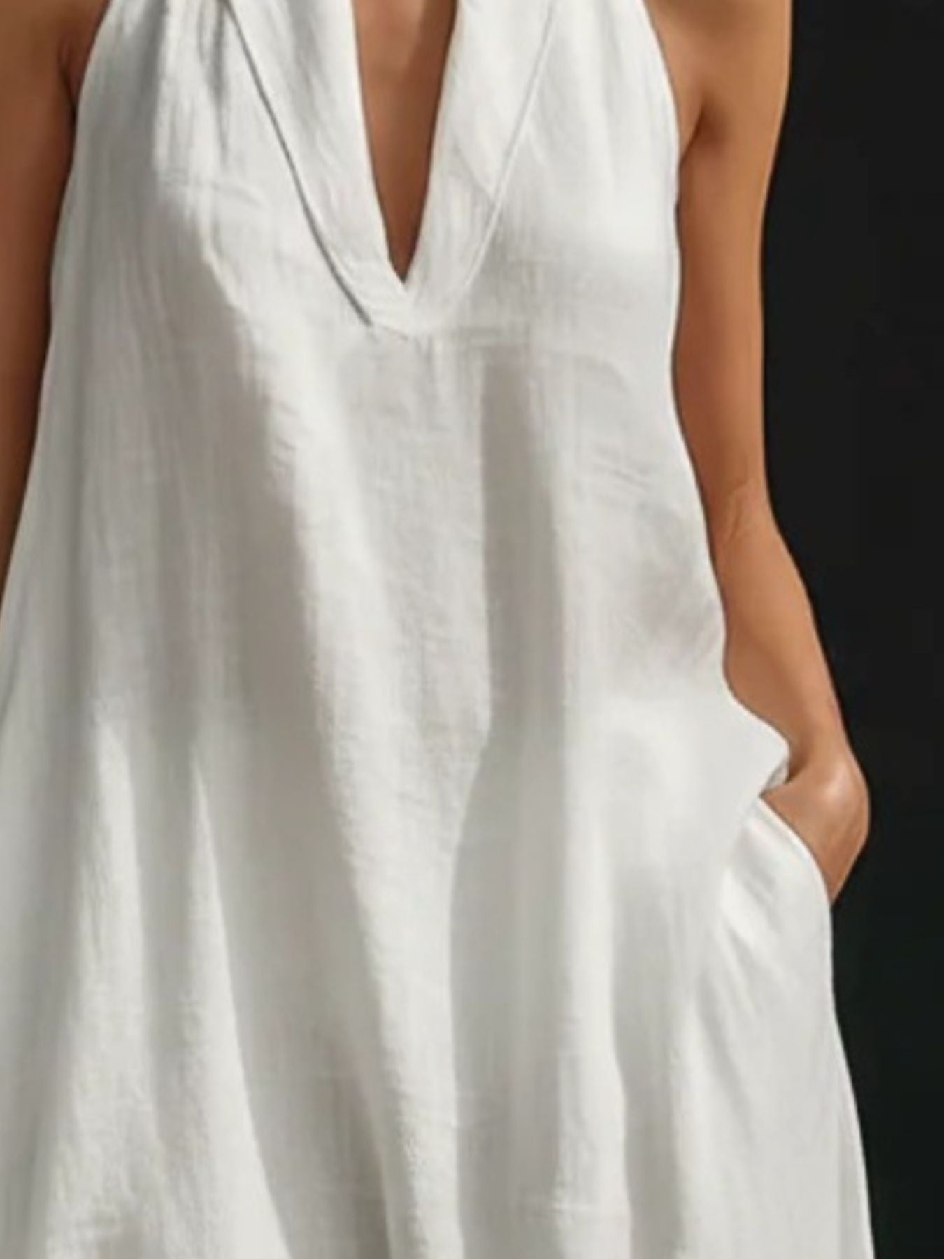 Cotton Linen Maxi Shirt Dress for Women - Pocketed Button-Front Summer Style