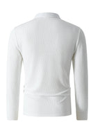 Cotton Striped Long Sleeve Polo Shirt for Men - Casual Wear