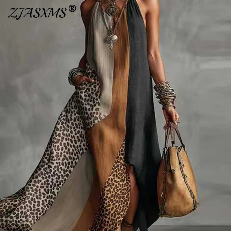 Women's Maxi Dress with Split Hem & Halter Neck | Summer Party Dress
