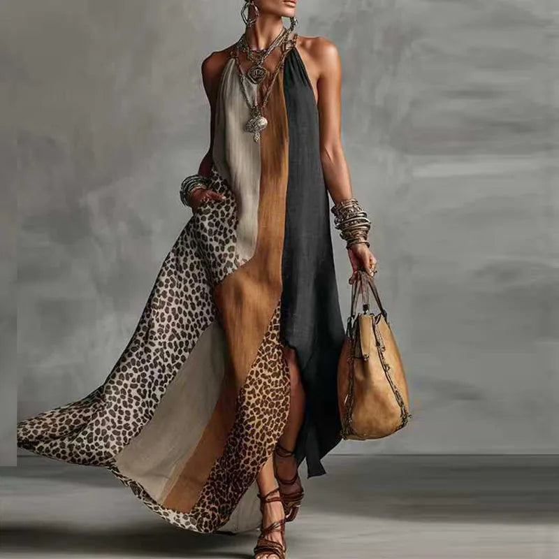 Women's Maxi Dress with Split Hem & Halter Neck | Summer Party Dress