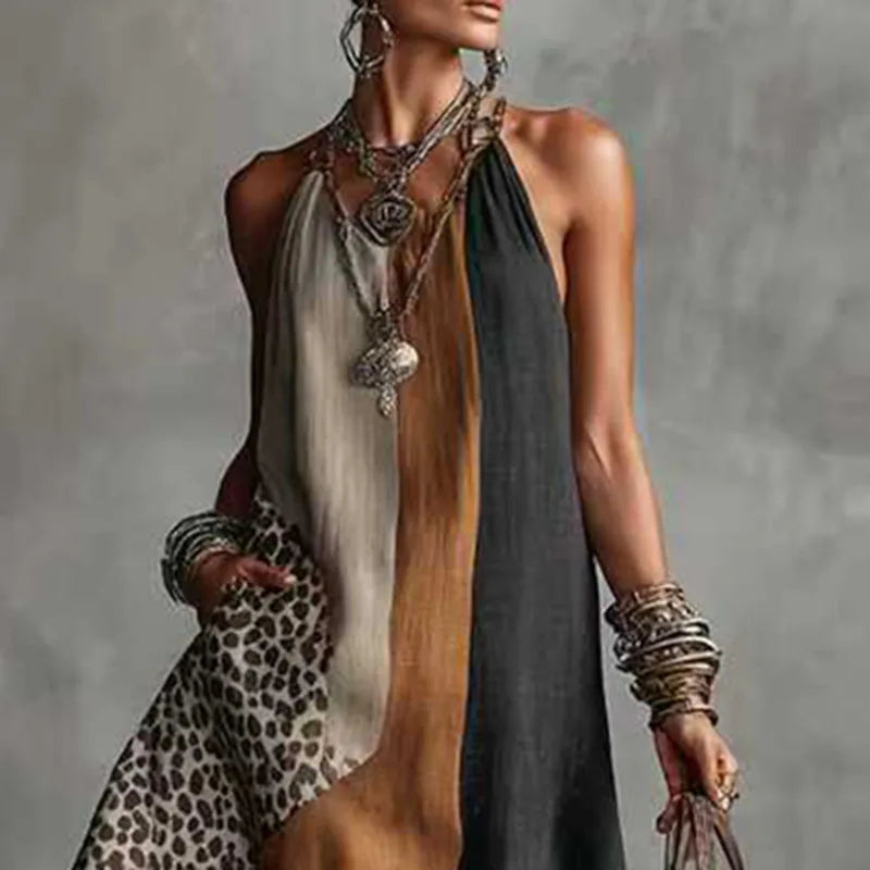 Women's Maxi Dress with Split Hem & Halter Neck | Summer Party Dress