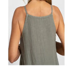 Cotton Linen Strapless Maxi Dress with Side Split for Summer Holidays
