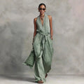 Linen Backless Jumpsuit for Women | Casual Summer Outfit for Comfort