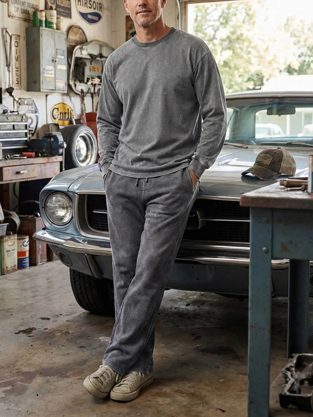 Vintage Washed Cotton Sweatpants | Relaxed Fit | Casual Loungewear