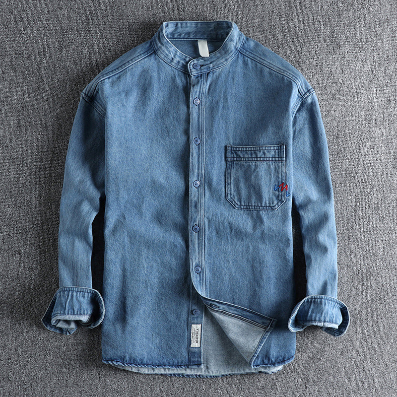 Washed Cotton Denim Overshirt for Spring – Classic Casual Shirt