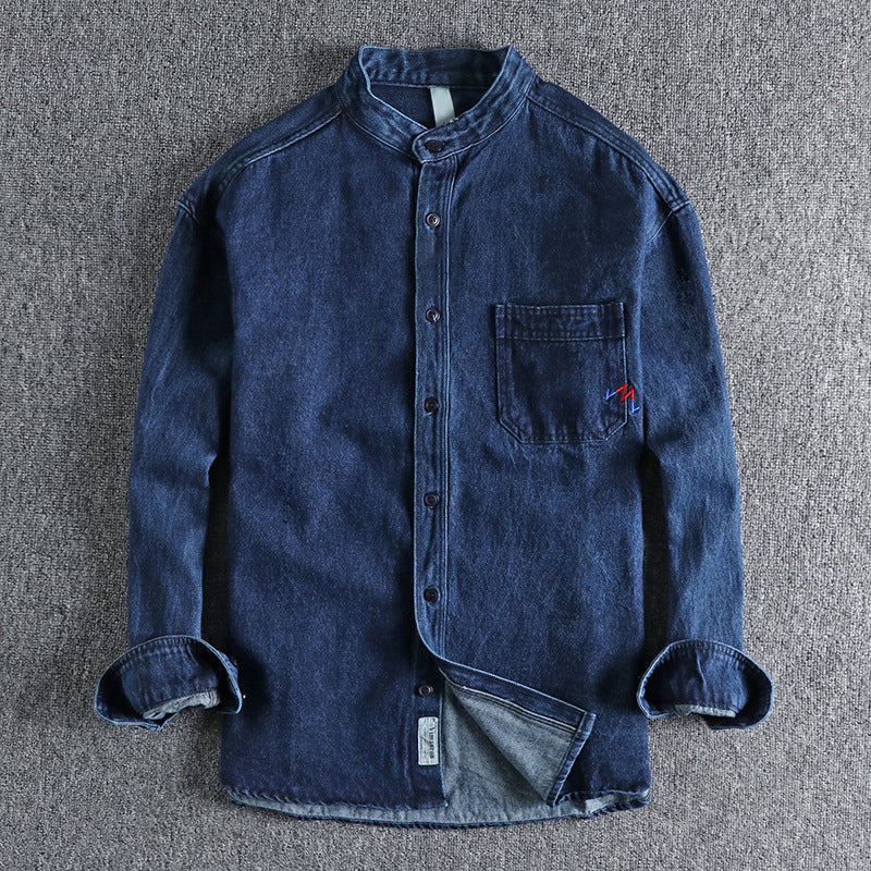 Washed Cotton Denim Overshirt for Spring – Classic Casual Shirt
