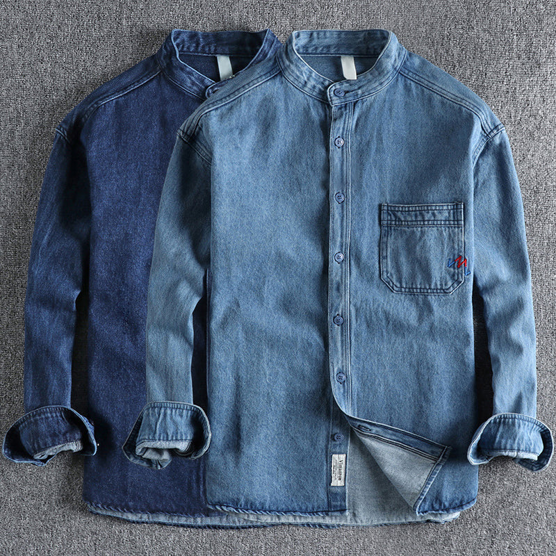 Washed Cotton Denim Overshirt for Spring – Classic Casual Shirt