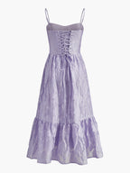 Jacquard Backless Maxi Dress - Sleeveless Elegant Shift for Weddings & Vacations