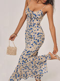 Romantic Floral Maxi Dress - Sleeveless, Collarless - Vacation & Leisure Wear