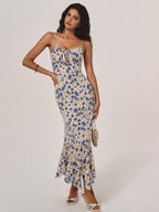 Romantic Floral Maxi Dress - Sleeveless, Collarless - Vacation & Leisure Wear