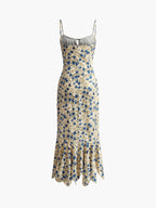 Romantic Floral Maxi Dress - Sleeveless, Collarless - Vacation & Leisure Wear