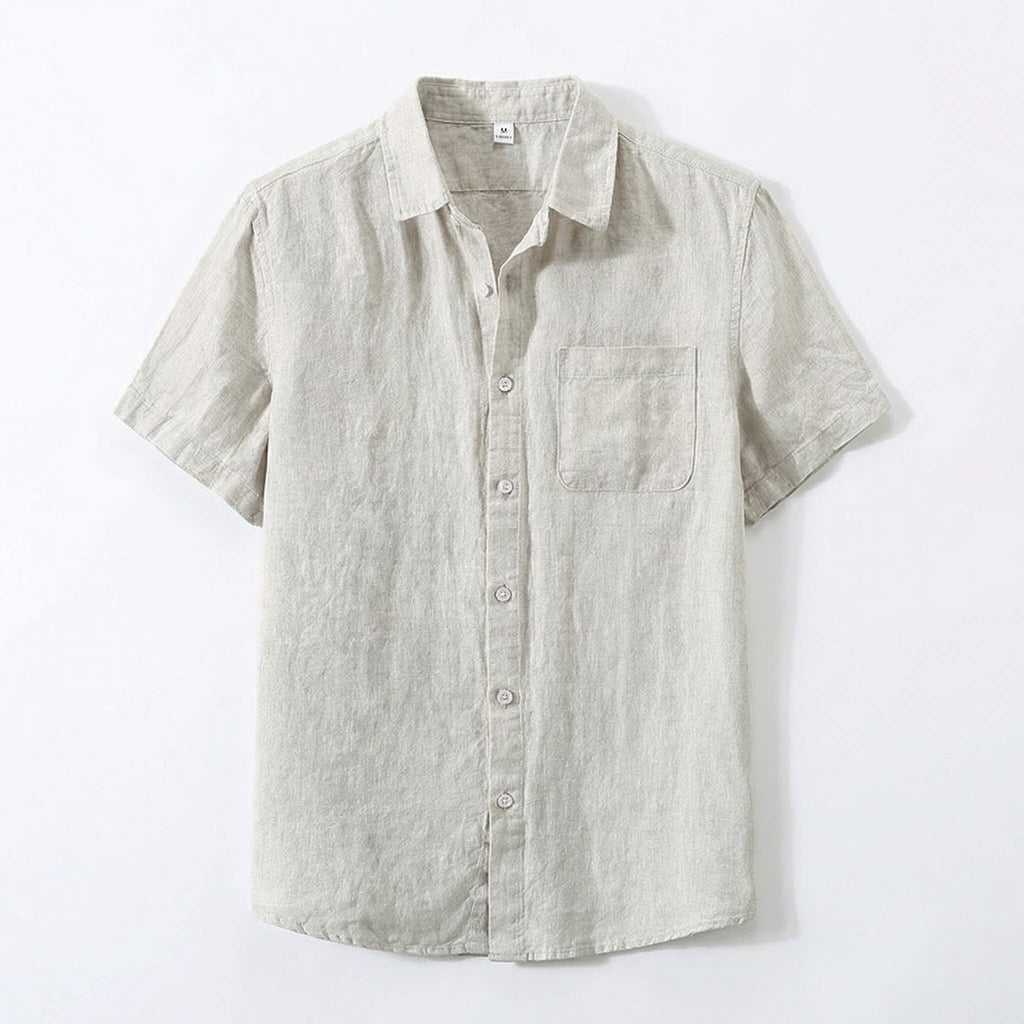 Men's Lightweight Button-Up Shirt - Relaxed Fit Spread Collar for Beach & Dinner