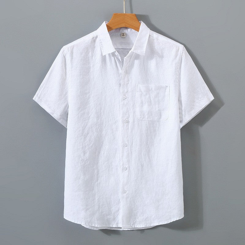 Men's Lightweight Button-Up Shirt - Relaxed Fit Spread Collar for Beach & Dinner
