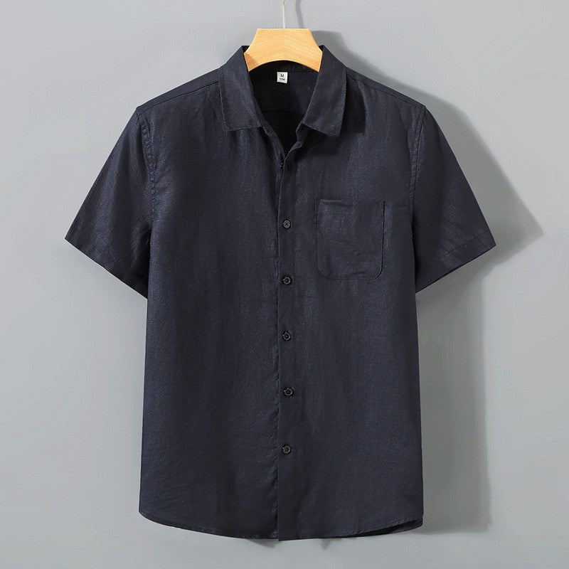 Men's Lightweight Button-Up Shirt - Relaxed Fit Spread Collar for Beach & Dinner