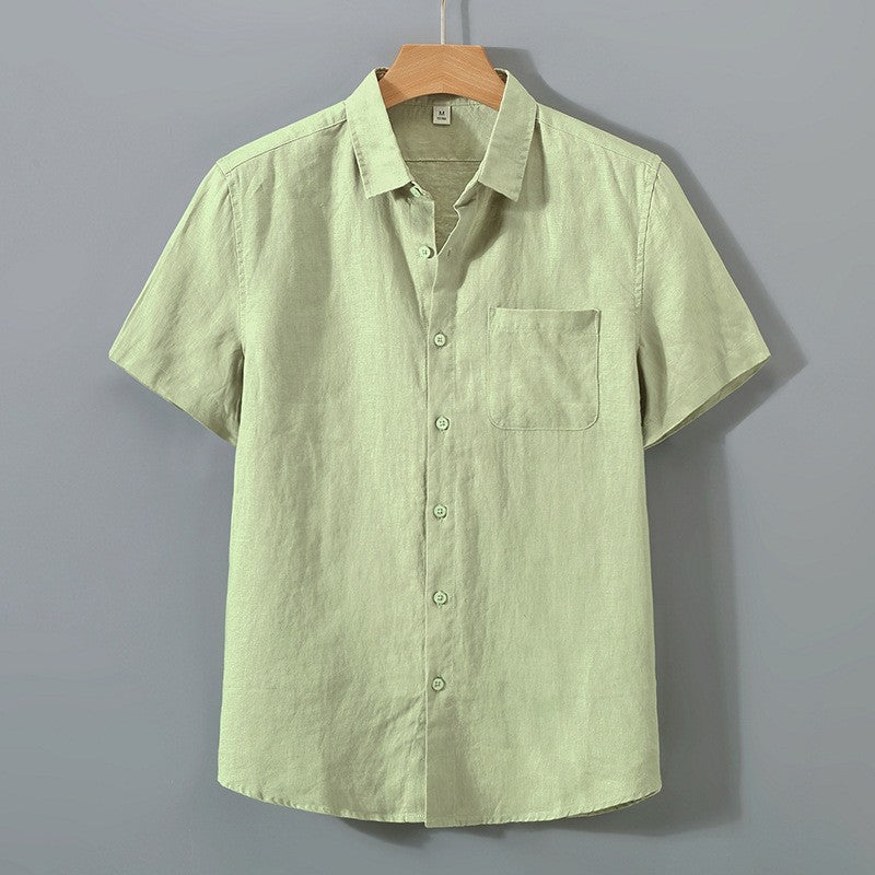 Men's Lightweight Button-Up Shirt - Relaxed Fit Spread Collar for Beach & Dinner