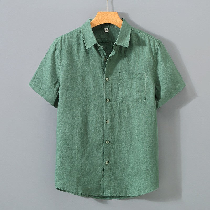 Men's Lightweight Button-Up Shirt - Relaxed Fit Spread Collar for Beach & Dinner