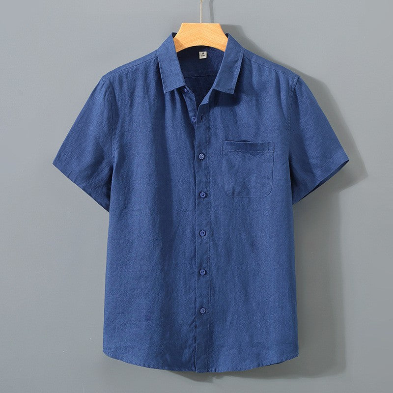 Men's Lightweight Button-Up Shirt - Relaxed Fit Spread Collar for Beach & Dinner