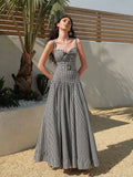 Cotton Maxi Dress for Women - Sleeveless Belted Casual Dress for Vacation & Parties