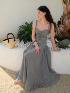 Cotton Maxi Dress for Women - Sleeveless Belted Casual Dress for Vacation & Parties