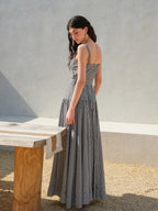 Cotton Maxi Dress for Women - Sleeveless Belted Casual Dress for Vacation & Parties