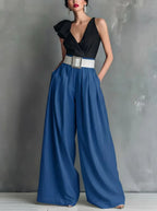 High Waisted Wide Leg Pants for Women - Loose Fit Casual Summer Trousers