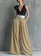 High Waisted Wide Leg Pants for Women - Loose Fit Casual Summer Trousers