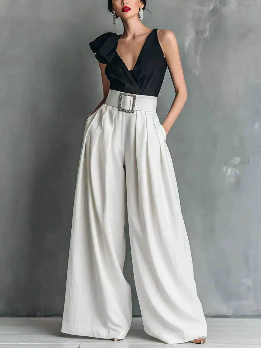 High Waisted Wide Leg Pants for Women - Loose Fit Casual Summer Trousers