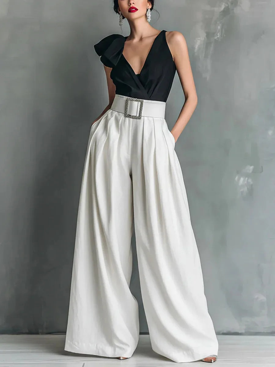 High Waisted Wide Leg Pants for Women - Loose Fit Casual Summer Trousers