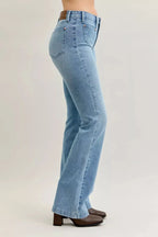 Judy Blue Full Size Mid Rise Bootcut Jeans with Contrast Wash & Front Patch Pockets Plus Size