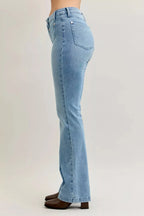 Judy Blue Full Size Mid Rise Bootcut Jeans with Contrast Wash & Front Patch Pockets Plus Size