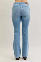 Judy Blue Full Size Mid Rise Bootcut Jeans with Contrast Wash & Front Patch Pockets Plus Size