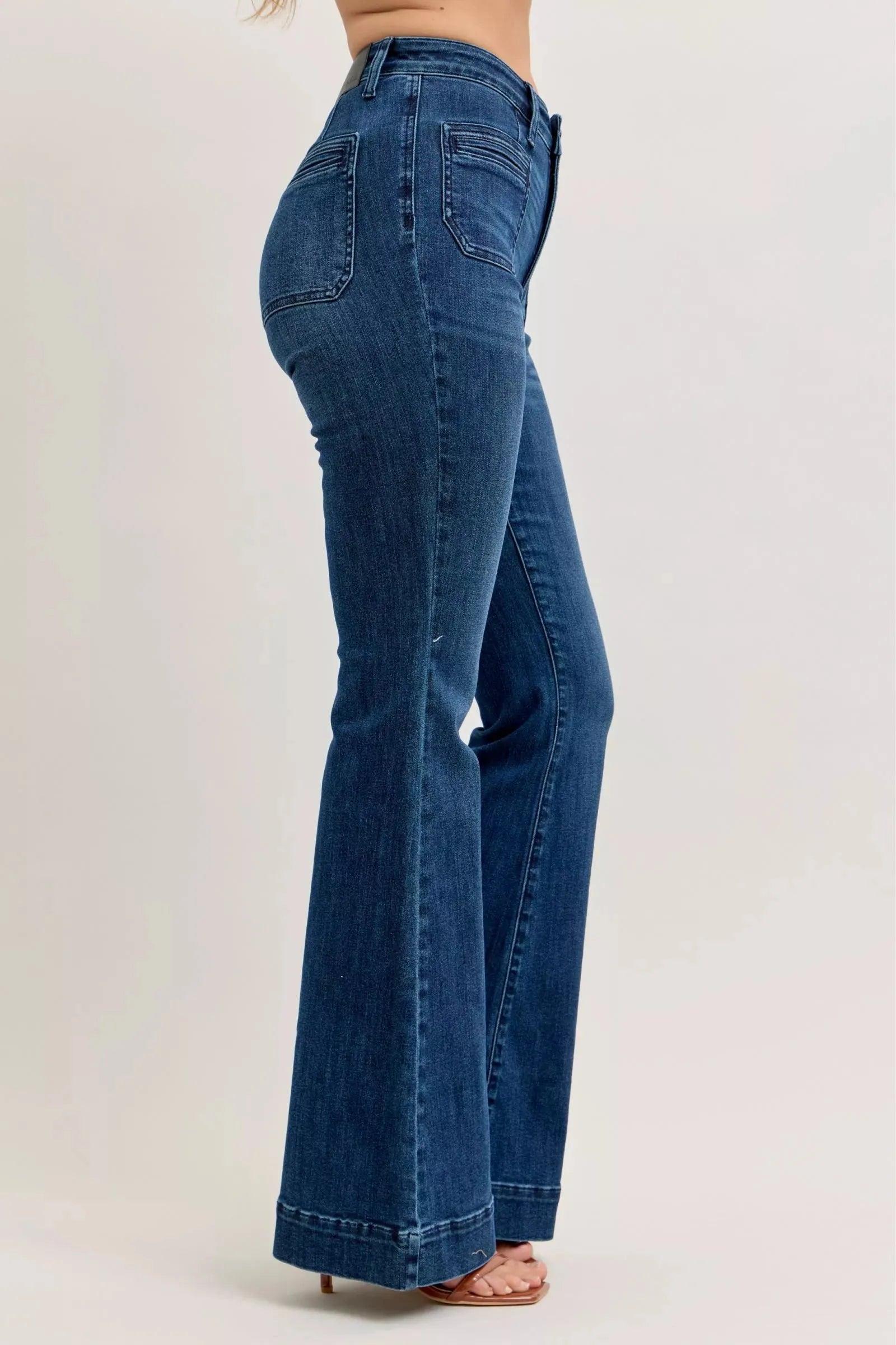 Judy Blue High-Waisted Flare Jeans with Front Pockets