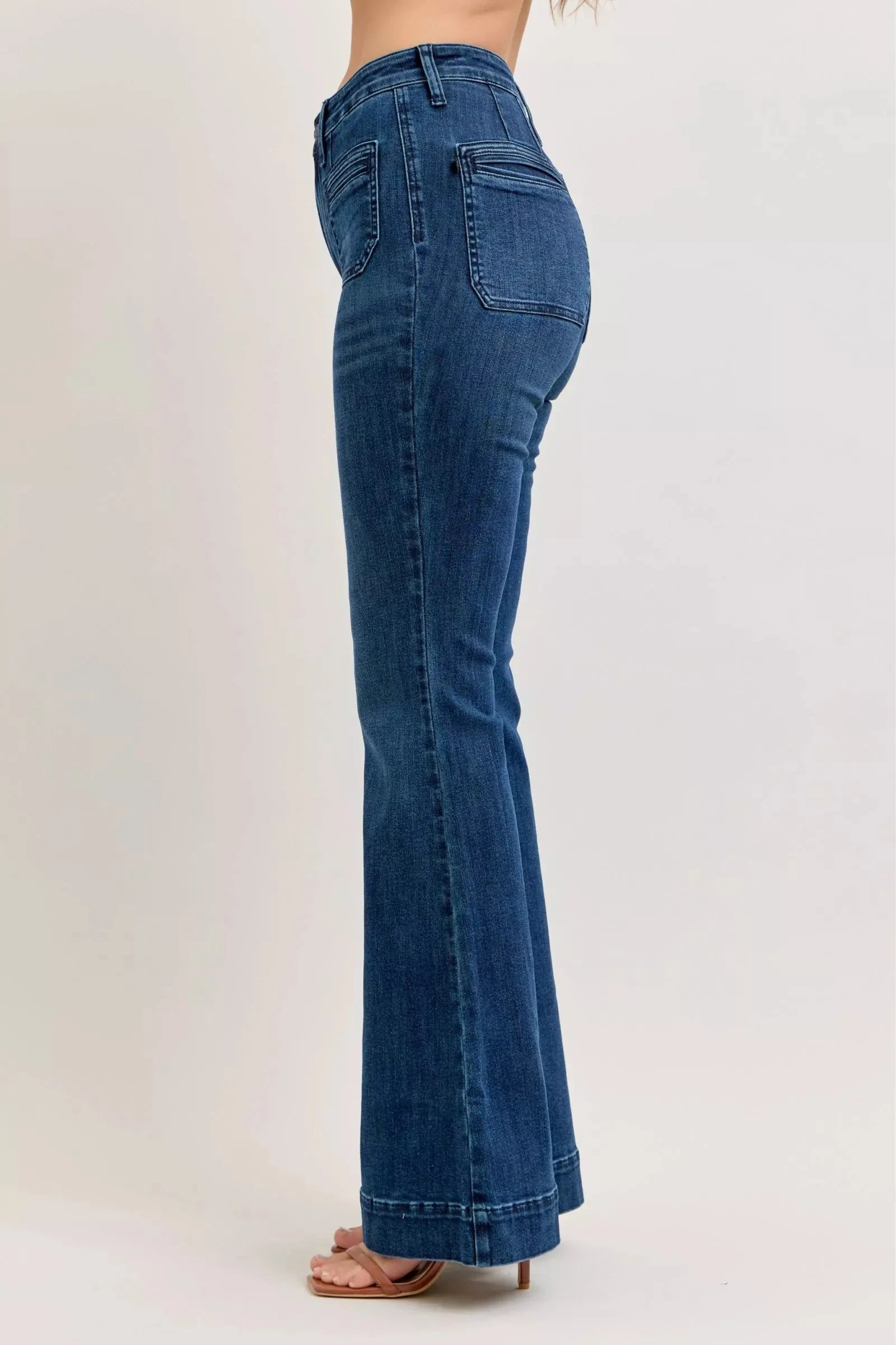Judy Blue High-Waisted Flare Jeans with Front Pockets