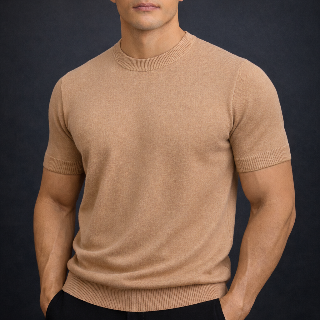 Lightweight Cashmere T-Shirt for Men | Soft Casual Wear Top
