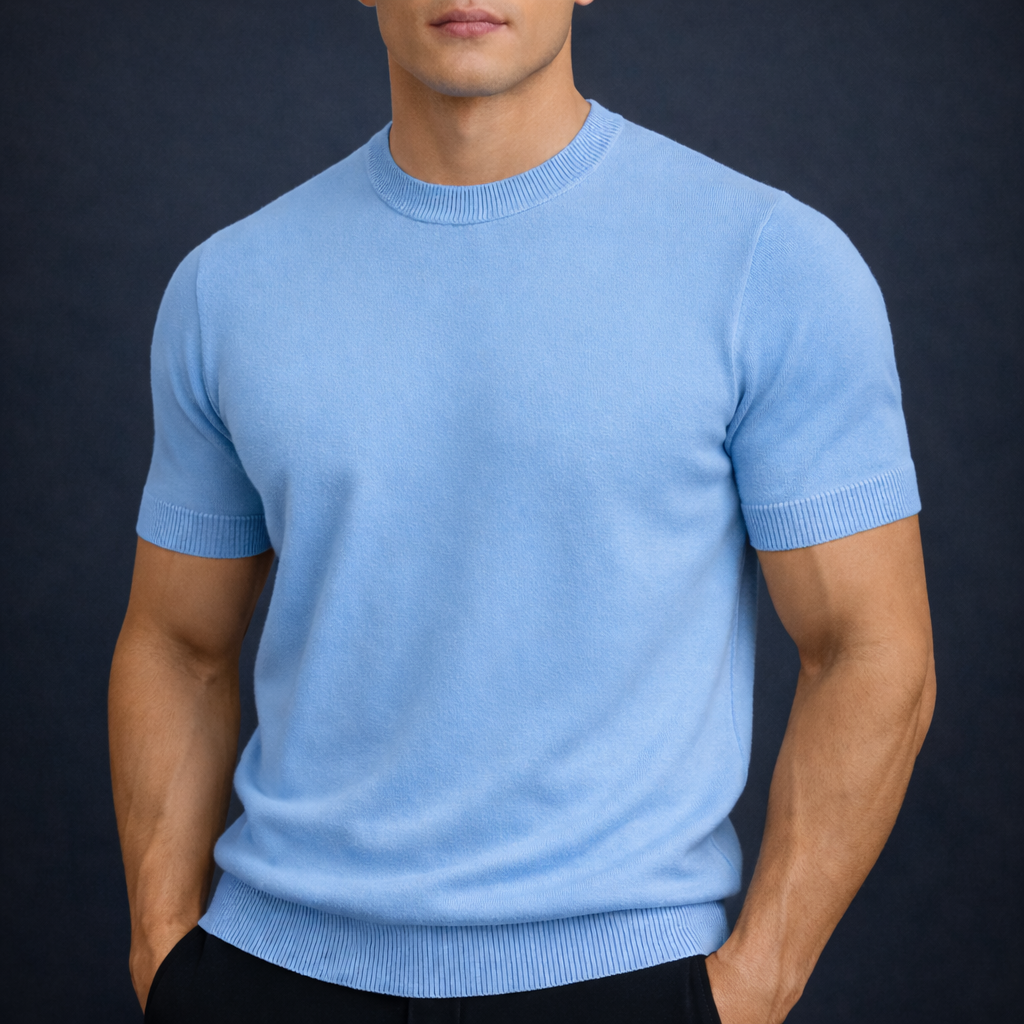 Lightweight Cashmere T-Shirt for Men | Soft Casual Wear Top