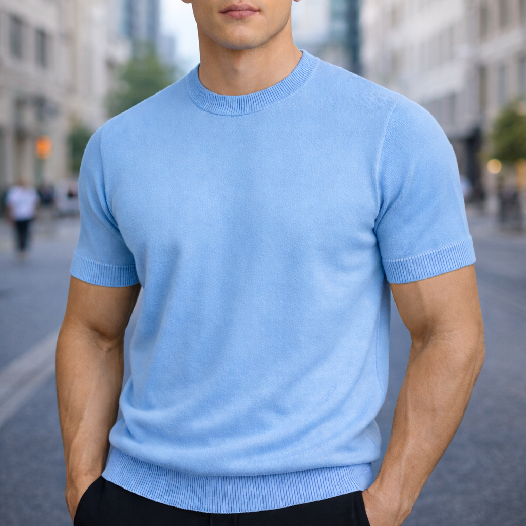 Lightweight Cashmere T-Shirt for Men | Soft Casual Wear Top
