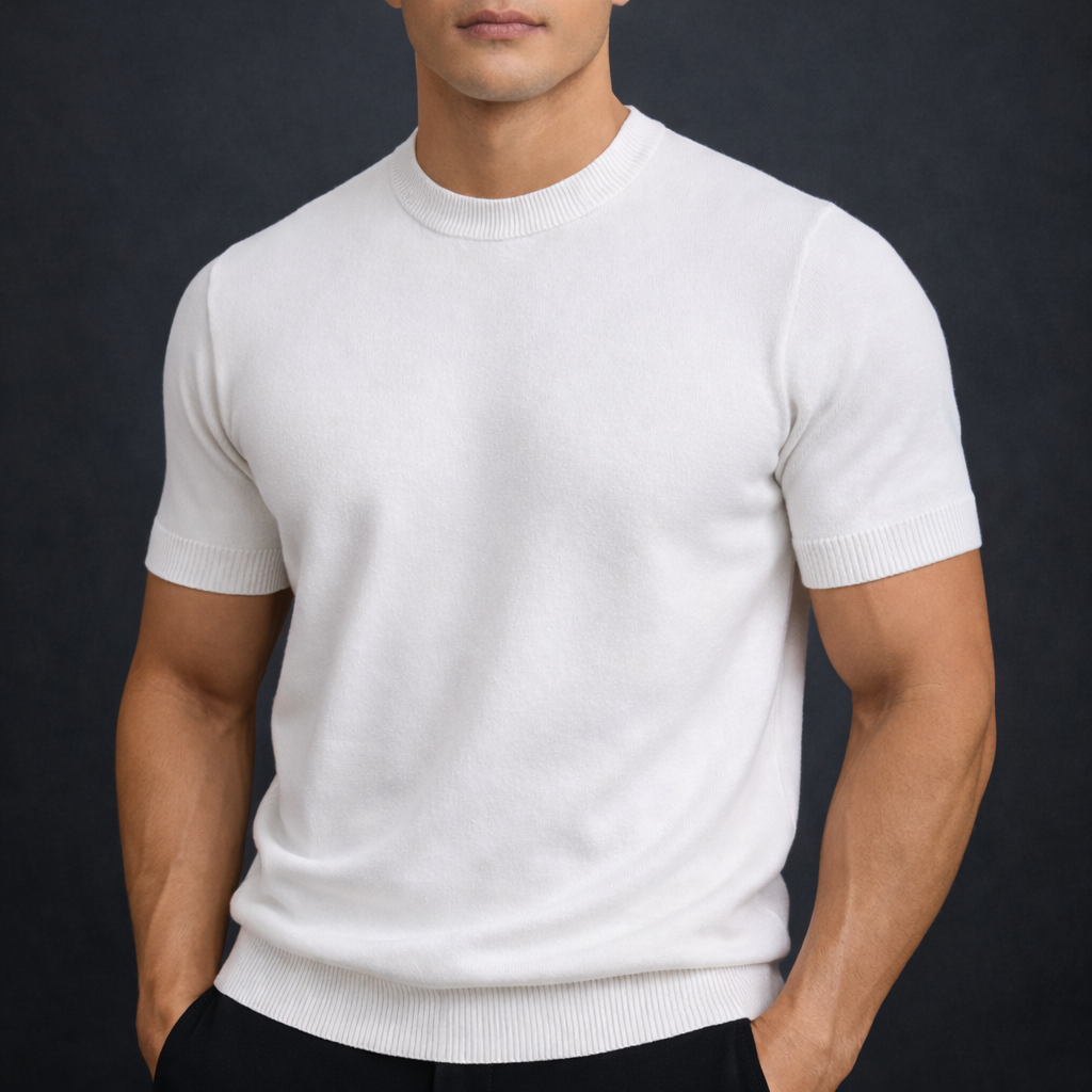 Lightweight Cashmere T-Shirt for Men | Soft Casual Wear Top