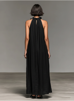 Linen-Blend Sleeveless Maxi Dress with Ruffles for Women - Casual Summer Wear