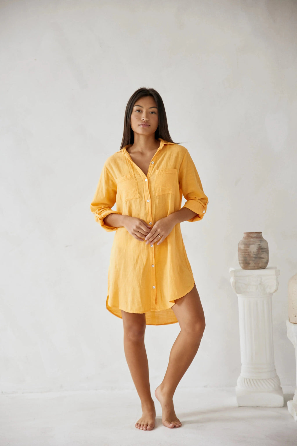 Linen Oversized Maxi Shirt Dress for Women - Summer Beach Cover-Up